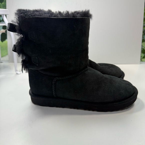 UGG Bailey Black Bow Slip On Boots - Picture 2 of 12